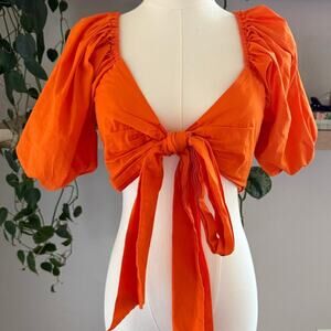 Ramy Brook Orange Puff Sleeve Blouse